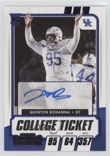 2021 Contenders Draft Picks College Game Ticket Purple Quinton Bohanna Auto 0r14