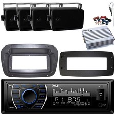 Pyle 1-DIN Marine Receiver W/Kit  Adapter , 4x 3.5'' 3-Way Speakers, Amplifier