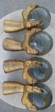 4 Large Antique Cast Iron Eagle Claw Glass Ball  Feet - Victorian  - 6 Inches