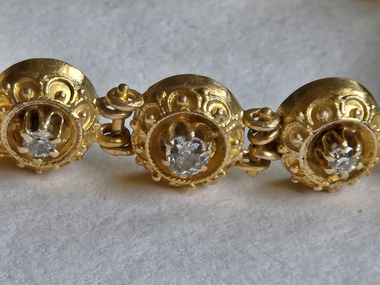 Vintage 14K Solid Gold Diamond Ruby Sapphire Butt… - image 4