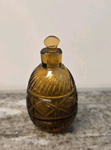 Antiker Bernstein / Topas geschliffenes Glas Miniatur Duft Flakon, um 1900 - Bild 2 von 5