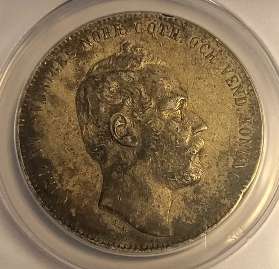 1863-ST 4RDS, SWEDEN 4 RIKSDALER, ANACS AU 50 DETAILS, RARE, 268K MINTAGE - Image 3 of 4