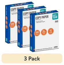 (3 pack) Pen + Gear Copy Paper, 8.5" x 11", 92 Bright, White, 20 lb., 1 Ream
