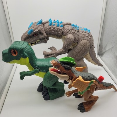 Lot of 3 Jurassic World Imaginext Thrashing Indominus Rex & Dilophosaurus Toys