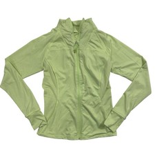 Tangerine Lemon/Lime Full Zip Athletic Jacket Top Full Zip Thumb Holes Size S