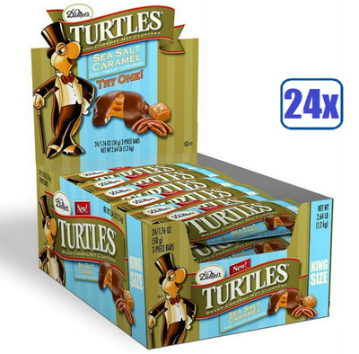 Full Box 24x Packs Turtles Sea Salt Caramel King Size Bar - 1.76oz