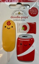 Doodlebug Stickers Doodle-Pop 3D Let's Ketchup Pouch Corn Dog Pop Soda Can Smile
