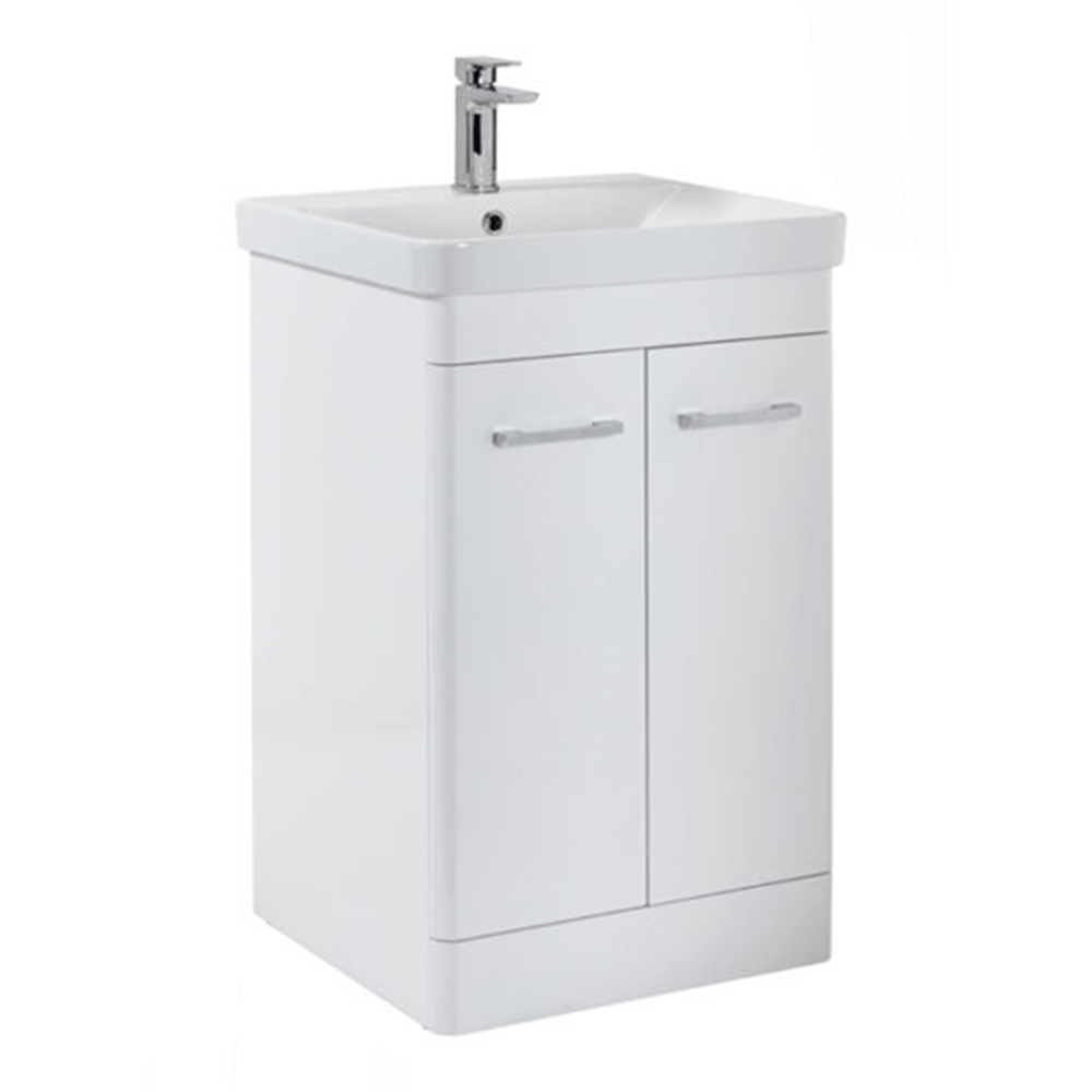Scudo Rossini White Gloss Freestanding Vanity Unit with Basin 500mm