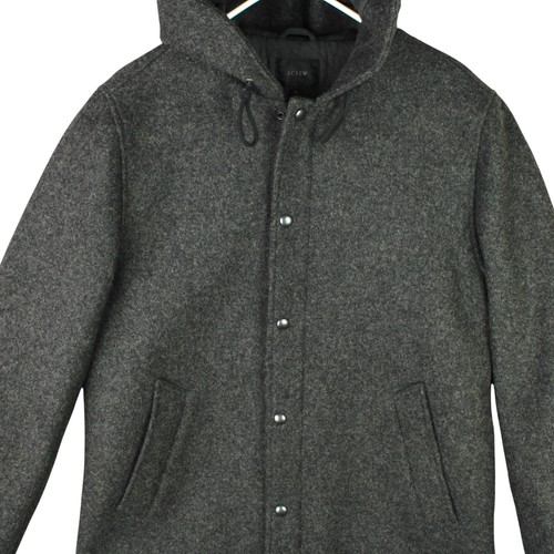 J.Crew Hooded Pea Coat Mens Sz M 100% Wool 3M Thinsulate Gray Hooded $498 Preppy - Picture 4 of 14