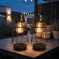 Solarleuchte AußEnlampe Solarlaterne Led Silber Gitter Edison Filament 2Er Set