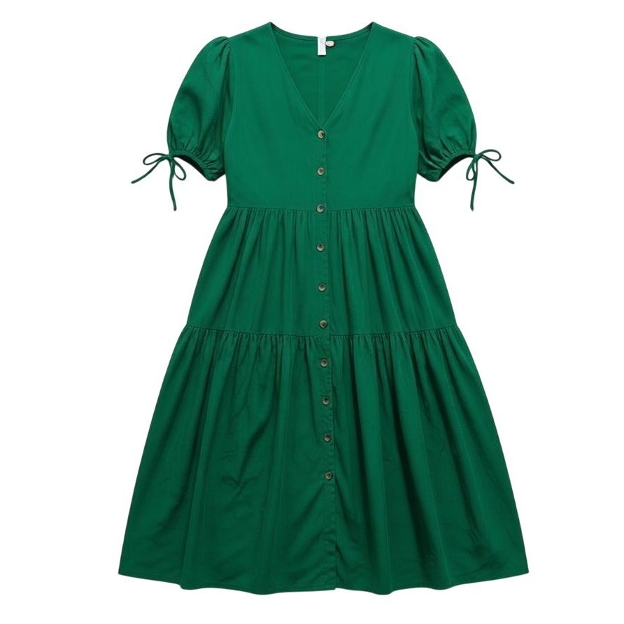 Maxi Dress 12 Linen St Patrick Holiday Festive Party Evening Cottage Feminine-image