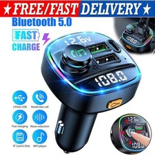 Bluetooth 5.0 Car Wireless FM Transmitter Adapter USB PD Charger AUX Hands LOT