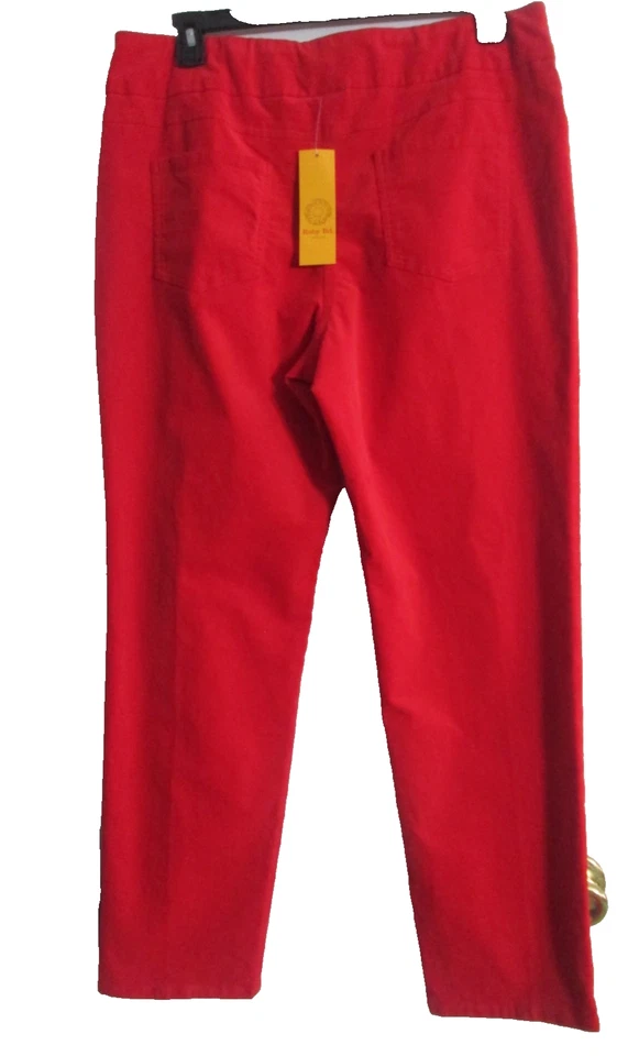 Ruby Rd. Pantalones de pana elásticos de pierna recta Pinwale 18 para mujer rojos ajustados Foto 4 de 4