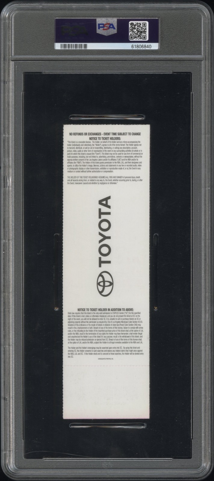 Kobe Bryant 81 Point Game Ticket 2006 Lakers vs Raptors 1/22/06 PSA 6 (MK) Mamba view 2