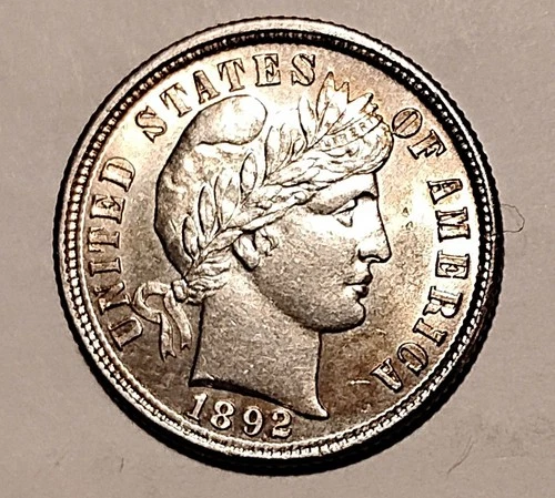 🧿1892 BARBER DIME.....GEM.....AU /BU.......WOW!🧿
