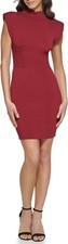 Guess Knit Mock Neck Dress Burgundy - L