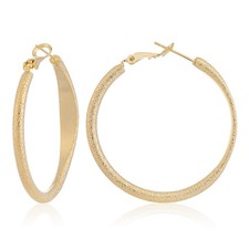 UPOWKA 14K Gold Plated Large Hoop Earrings for Women,Textured  Large,
