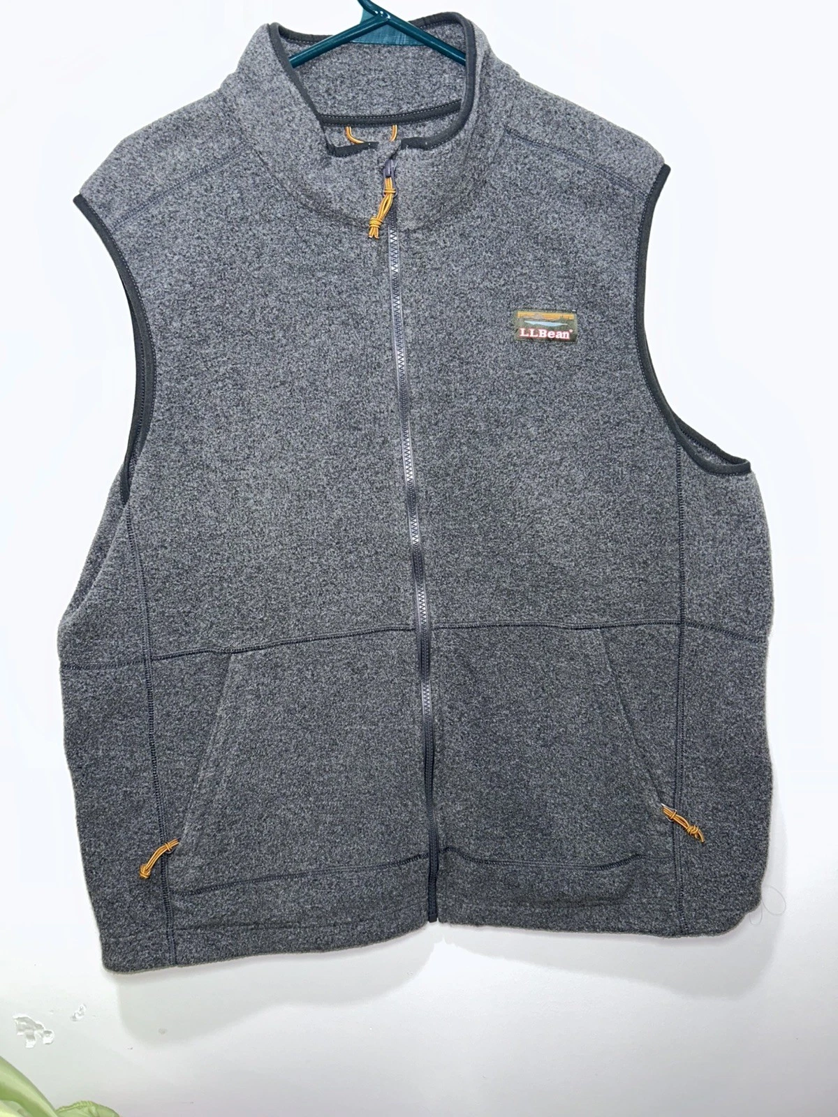 L.L. Bean Vest Men's XL Fleece Jacket Full Zip Mock Neck 504672 Gray