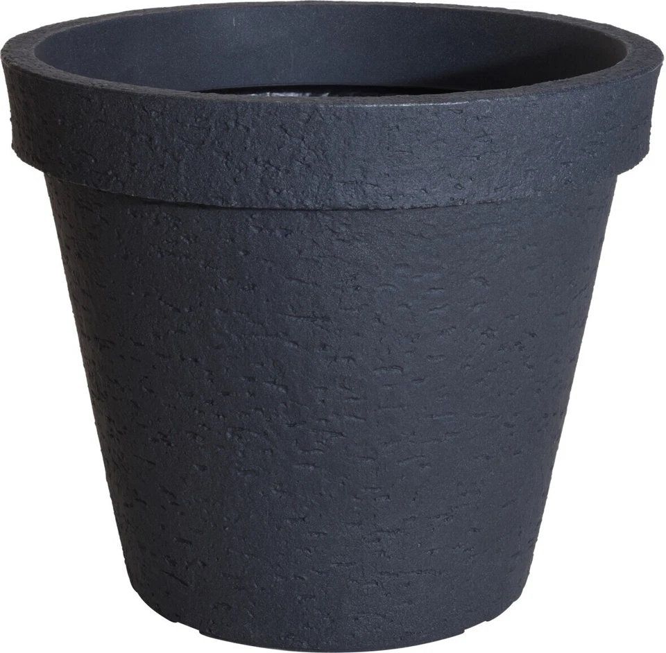 Anthracite Stone Large Plant Pot Outdoor Garden Tall Round Plastic Tree Planter