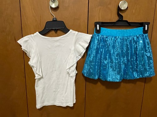 Sanrio Hello Kitty Love Girl Blue Sequin Bubble Skirt Set Ruffle Sleeves 6X - Picture 8 of 9