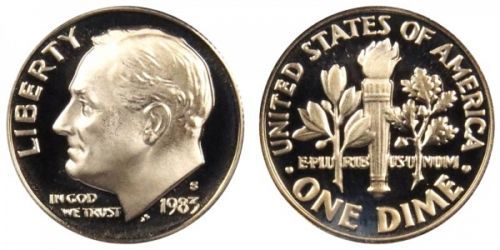 1983年 米国硬貨 Roosevelt Dime 10セント ミントD 1983 S GEM BU PROOF ROOSEVELT DIME 10 CENT BRILLIANT UNCIRCULATED