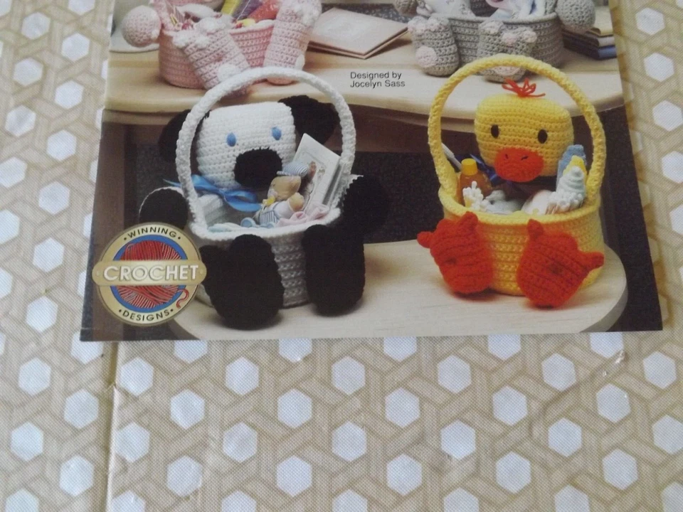 BASKET OF LOVE ~ 5 Crochet Cute & Cuddly Animal Baskets Easter Needlecraft Shop - Image 3 of 3