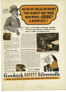1937 Goodrich Silvertown Tires S S Van Dine author tells story Vintage Print Ad