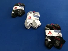 Men's socks, Reebok Pro-Series, ankle, low cut, or no show, black or white, 6 pk