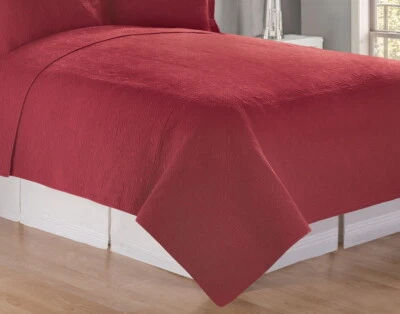 C&F BRICK RED MATELASSE Queen QUILT 90x92 : 100% COTTON CHRISTMAS BED COVERLET