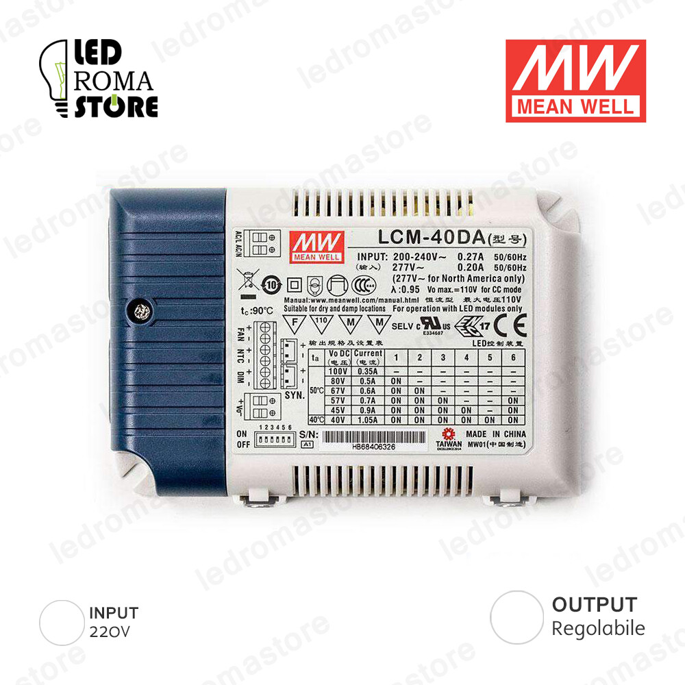 Alimentatore LED 60W Dimmerabile 0-10V Mean Well IP20 - Comfort Visivo