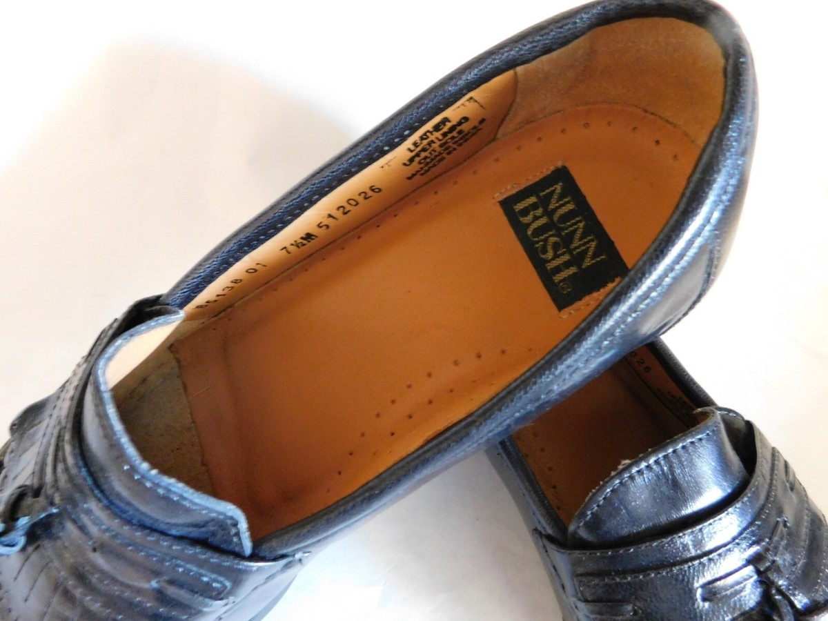 Mens Dress Shoes Black Leather Upper & Sole NUNN BUSH Size 7 