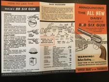 Daisy BB 179 Six Shooter Repro Brochure Manual , Spittin Image Peacemaker -1960