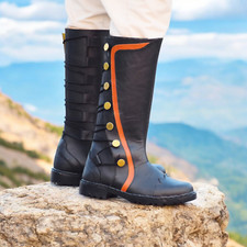 Black Aristocrat Nobleman Renaissance Fair Costume Mens Medieval Knight Boots