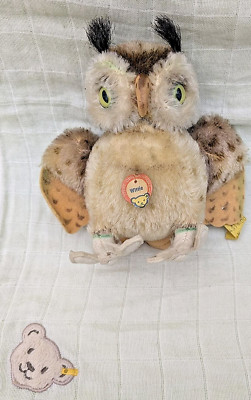 steiff 4314,00 - Uhu Wittje 14cm Mohair Brauntöne Filzfüße ausgebrFlügel KFS TOP