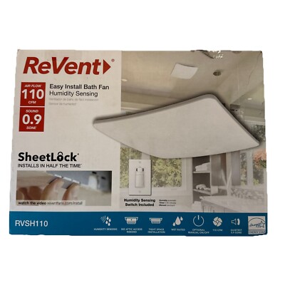 ReVent 110CFM Humidity Sensing Bath Exhaust Fan RVSH110 Switch Included ...