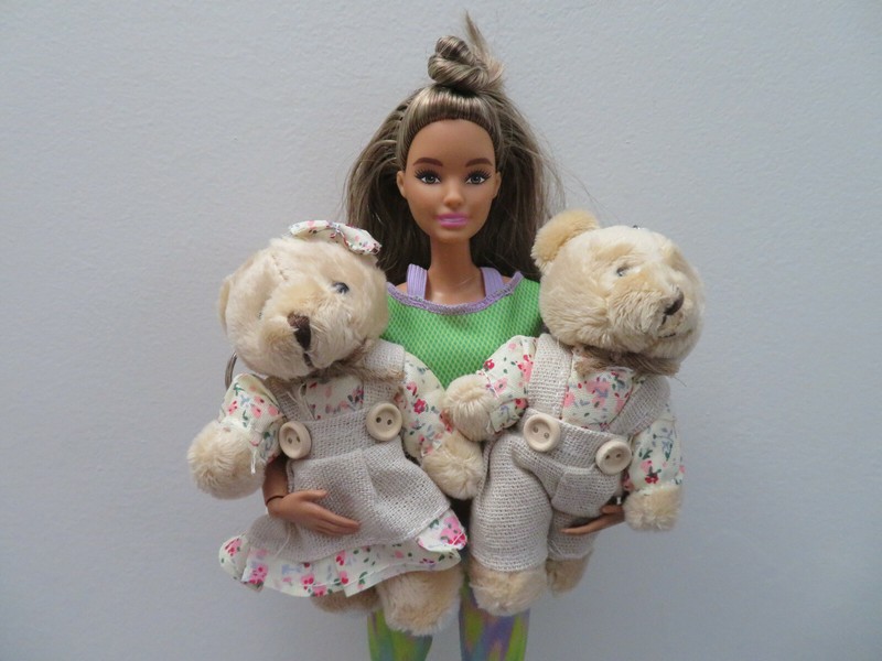 2 pcs  for Barbie Blythe BJD 18" Doll Miniature Plush Teddy Bear Dollhouse