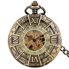 Antique Pocket Watch Men's Automatic Mechanical Watches FOB Chain Roman Number