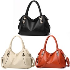 Ladies Designer Fashion PU Leather Shoulder Bag Slouchy Hobo Handbag Tote Bag