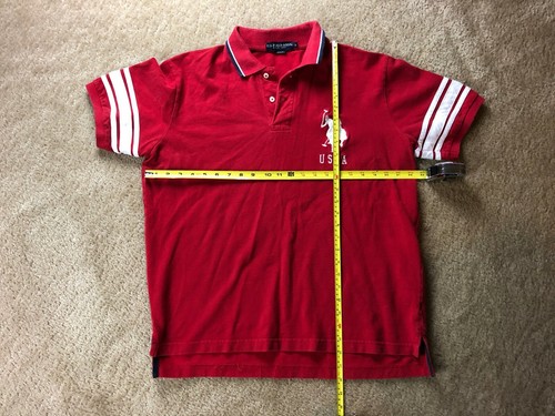 Para Hombres Camisa Polo Ralph Lauren Polo Rojo Usa Bordado Espalda L  Grande Muy Buena | eBay