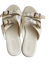 Cole Haan Grand 360 White Snake Print Sandals Embossed Leather Adjustable 8.5