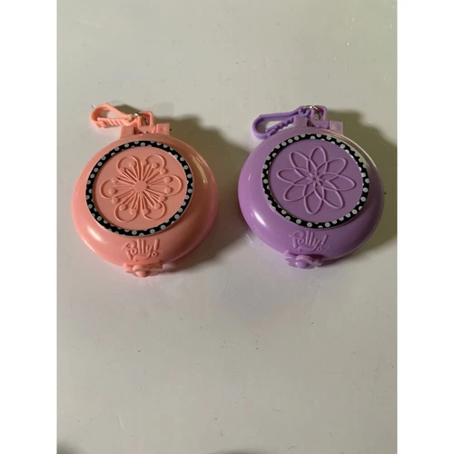 Polly Pocket 3" Compact Cases KeyChains EMPTY Pink Purple Lot of 2