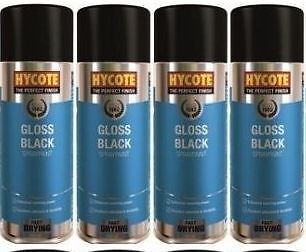 Hycote Colour Spray Paint XUK0272 Gloss Black 400ml x 4
