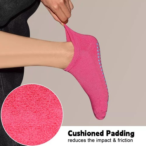 Non-Slip Gripper Socks for Women, 4 Pairs Yoga Pilates Anti-Skid Hospital Socks - Picture 2 of 2