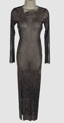 $1218 Santa Brands Women's Black Diamonds Rhinestone Maxi Dress One Size |  eBay