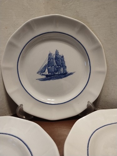 4 Wedgwood American Clipper Blue Flying Cloud 10” Dinner Plates Excellent