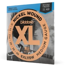 D'Addario EXL115W Electric Guitar Strings 11-49 Wound 3rd String Medium 