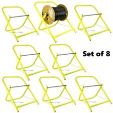 8 Cable Caddy Coaxial Installer Spool Reel Wire Holder Folding Yellow RG6 Bundle