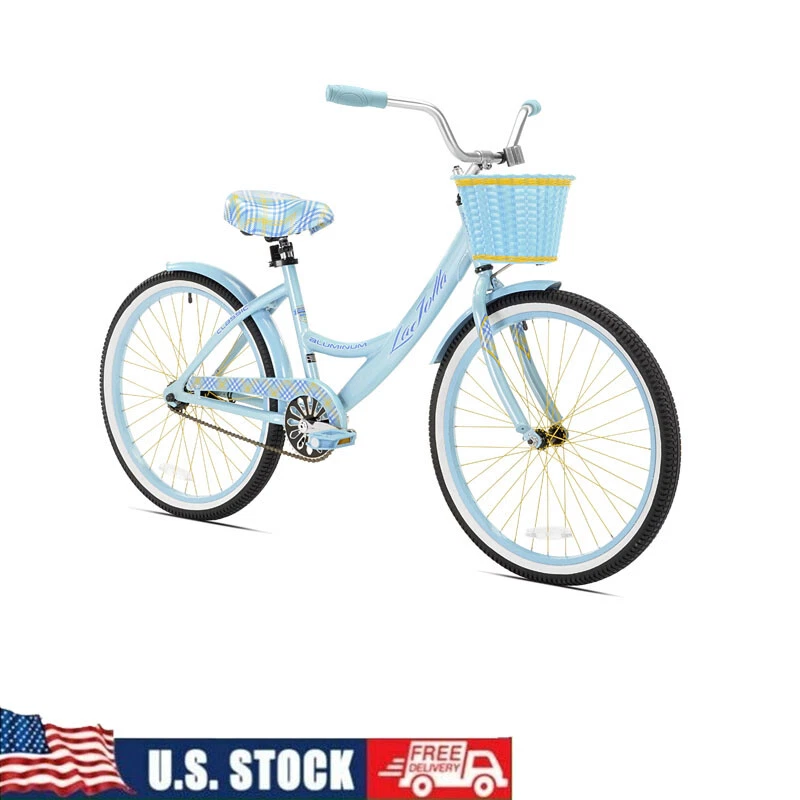 La Jolla Girls Cruiser Bike w A Pretty Basket Aluminum Frame Light Blue 24 In
