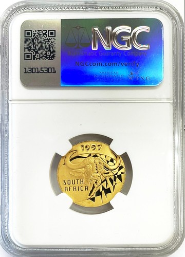 1997 GOLD SOUTH AFRICA 1/4 OZ NATURA CAPE BUFFALO NGC PROOF 70 UC 2,164 MINTAGE - Picture 2 of 2