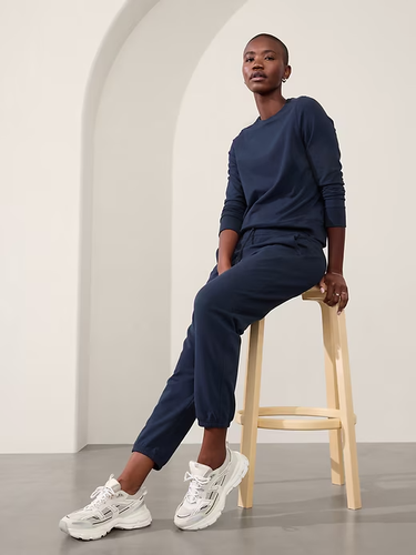 Athleta S SMALL Retroterry Mid Rise Jogger, Navy Basic Sweatpants Jogginghose Neu mit Etikett